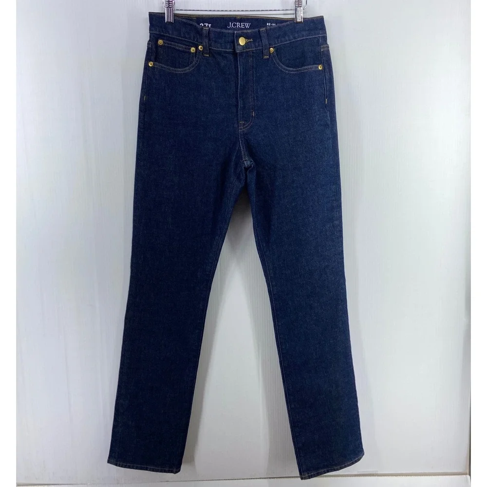 J Crew 96 Straight Retro Fit Denim Jeans Indigo Dark Blue Wash High Rise 27T NWT